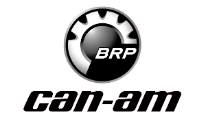 Black and silver BRP Can-Am logo with circular gear design in a Can Am collection emblem