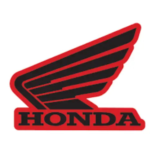 Red and black honda logo with stylized wing design and bold lettering in a collection titled honda