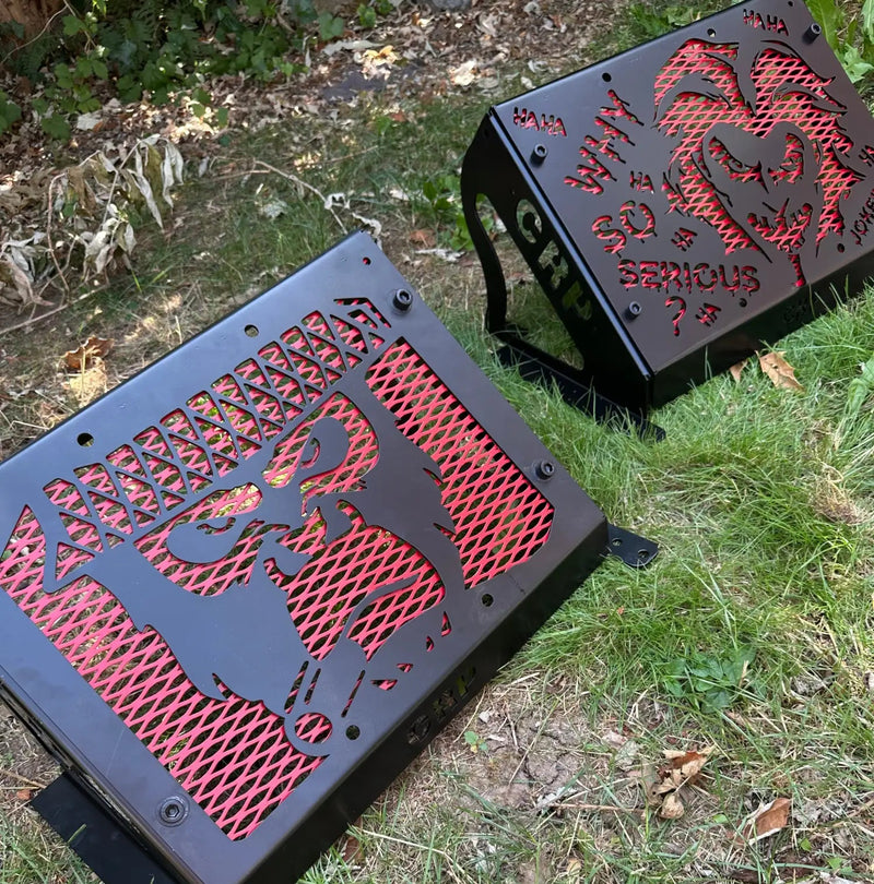 Yamaha Grizzly/Kodiak 700 16-26 Radiator Relocation Kit - Gorilla & Joker Rad Kits in Matt Black & Ruby Red Mesh