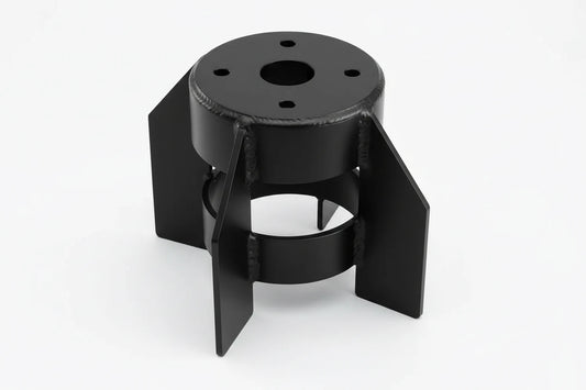 Stainless steel industrial-grade welding fixture with circular top plate and three angular support legs for honda foreman paddle