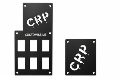 Silver metallic 3mm fender safety plates with crp dripping font for suzuki kingquad 400 500 700 750 warning labels