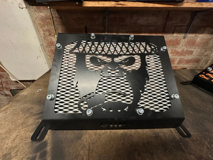 Black metal grill with fierce gorilla face diamond mesh and corner bolts for yamaha grizzly 550 700 radiator kit