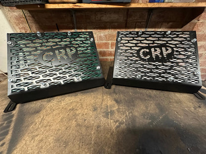 Black metal mesh side panels with crp logo and diamond-patterned grille for yamaha grizzly 550 700 radiator kit