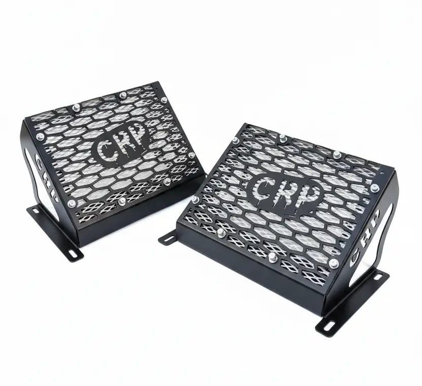 Black metal engine air intake covers with honeycomb mesh and silver crp logo for yamaha grizzly kodiak 700 radiator kit