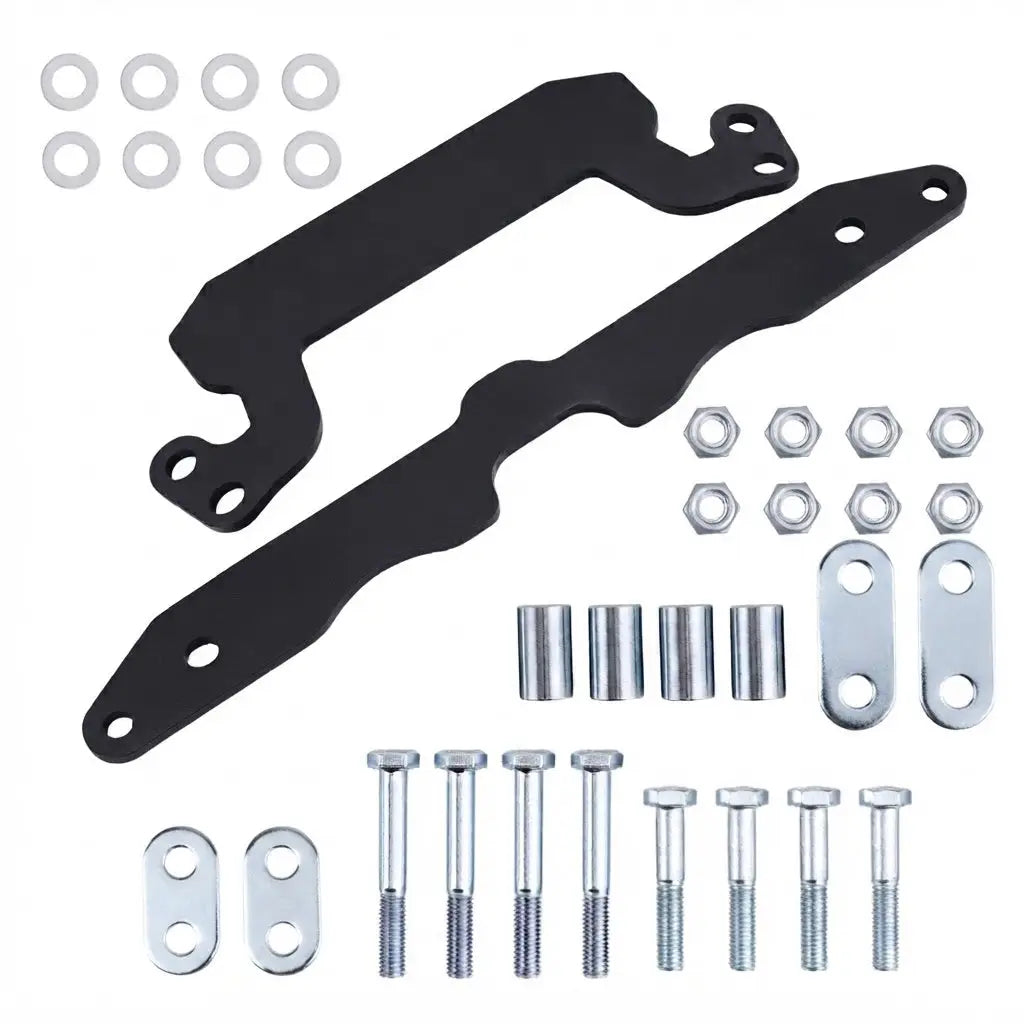 Black metal mounting brackets with silver bolts nuts and washers for yamaha grizzly kodiak 700 2 inch lift kit